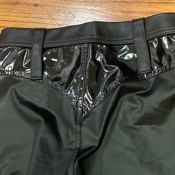 Toxic Vision NWOT S Matte Black self / patent contrast Lace Up Pants / Leggings - Picture 6 of 6